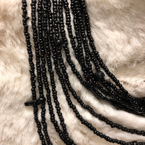 Black Seed Bead Multi-strand Necklace - Picture 6 of 6
